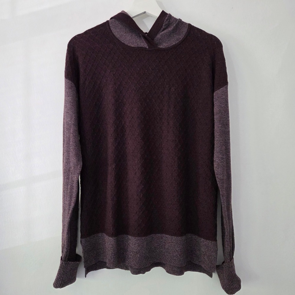 Smartwool Hoodie Purple Textured Knit Wool Blend Pullover Womens Small - Picture 2 of 6